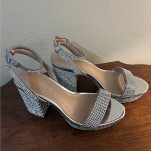 BCBGeneration Glittering Silver Heels